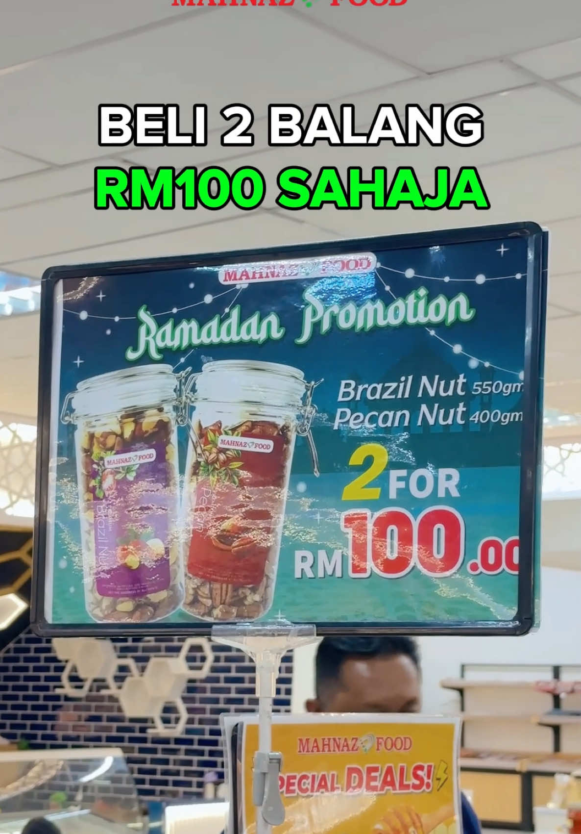 🌙✨ Promosi Kacang Premium ✨🌙 📢 Beli 2 balang kacang premium – Brazil Nut (550gm) & Pecan Nut (400gm) – hanya RM100 sahaja! 💥 🥜 Nikmati snek berkualiti tinggi untuk berbuka & sahur. Jangan lepaskan peluang ini – stok terhad! ⏳ 📍 Kunjungi Mahnaz Food sekarang atau pesan segera! 🛒 #MahnazFood #KacangPremium #Promo