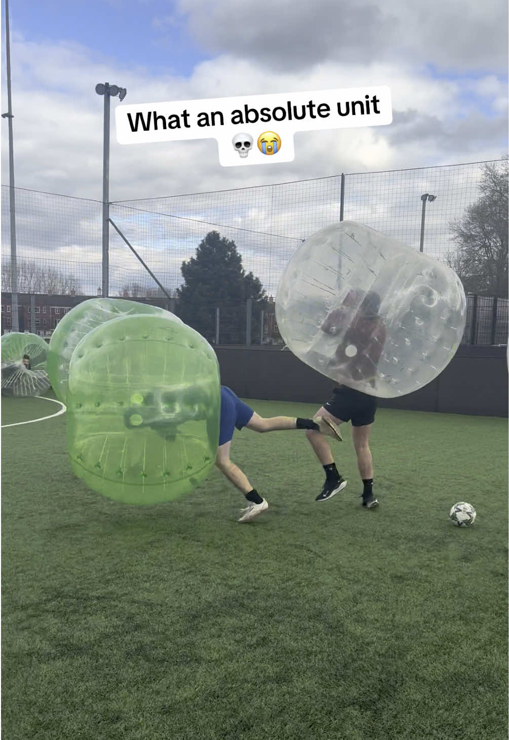 A tank in a football kit 🤣 #bubblefootball #zorbing #viralvideos #footballfunny 