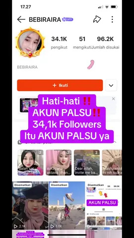 AKUN PALSU 34.1K followers di SV ‼️ Hati-hati ya guys🙏