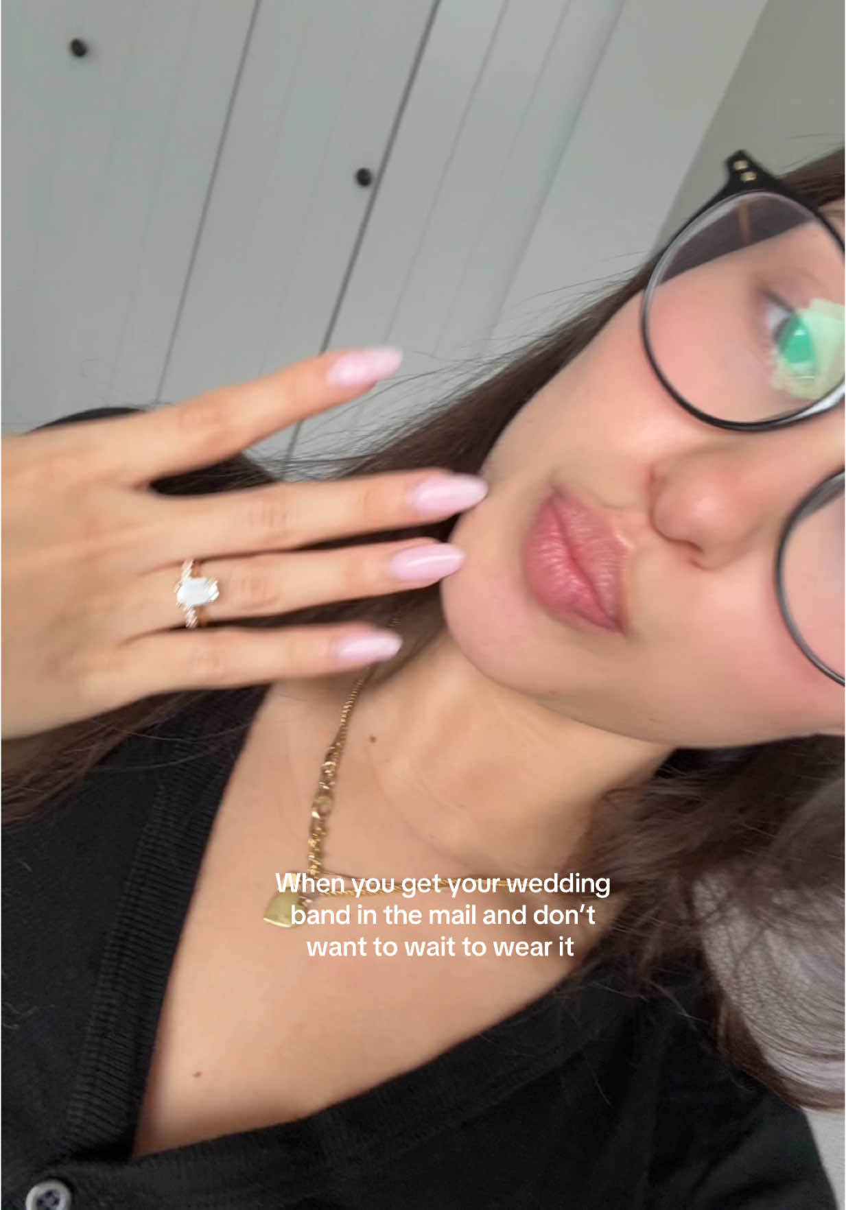 Sorry but I’m not taking it off #bridetok #2025bride #weddingband #pavediamonds 