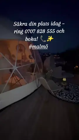 Boka din Glamping Dome – bara 15 min från Malmö! ⛺🌿🔥 📍 Mysig atmosfär 🔥 Egen eldstad 🌌 Fantastisk utsikt Säkra din plats idag – ring 0707 828 555 och boka! 📞✨ Tagga någon du vill ta med! 💕👇 #viral #unikupplevelse #fordig #Glamping #glampinglife #staycation #harmonidome 