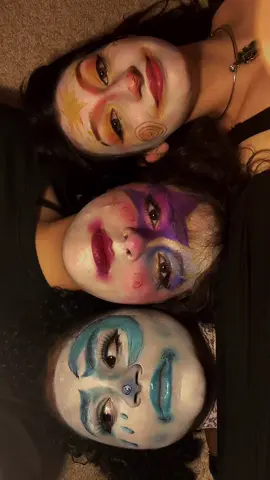 Celestial clowns! Sun: @✨Cricket✨ Star: @Elyas #clown #clownmakeup #trio #sun #star #moon #trio #trend #fyp 