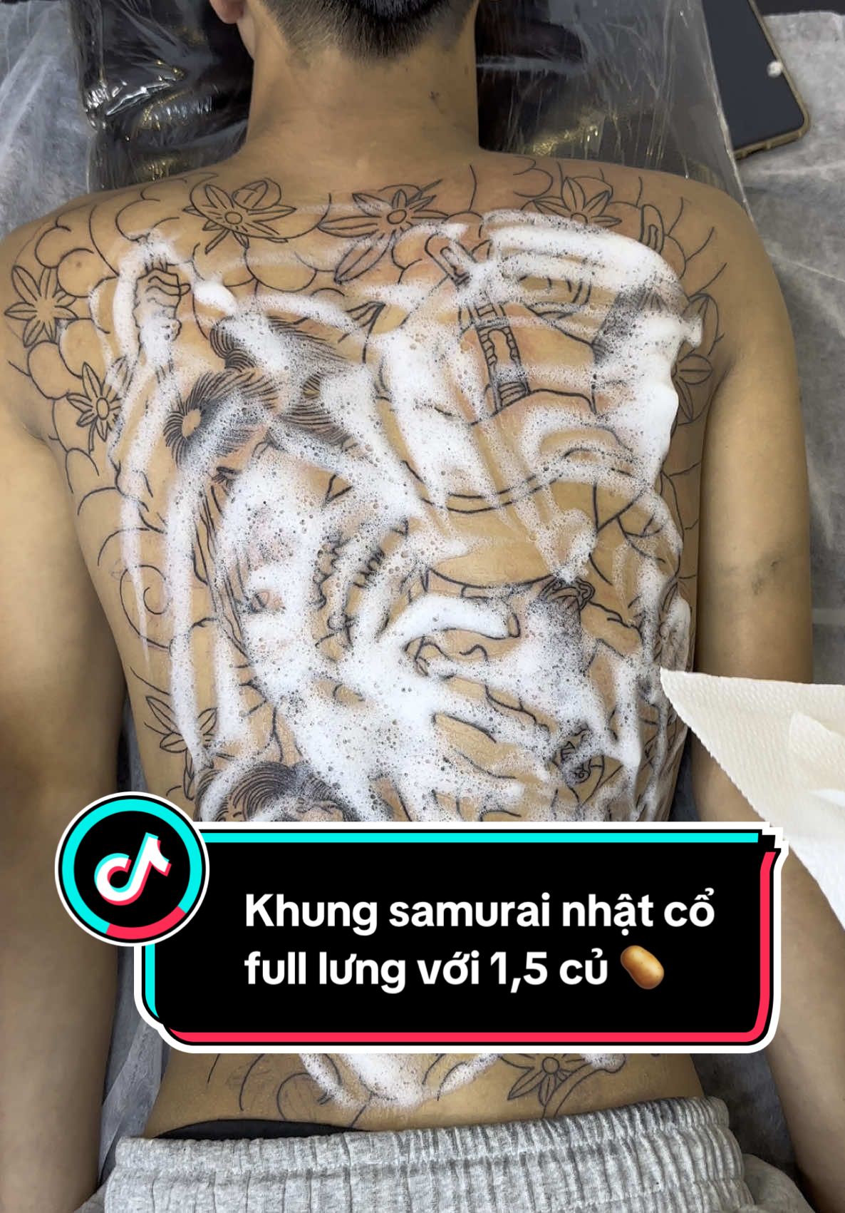 Khung samurai nhật cổ full lưng với 1,5 củ 🥔 #hinhxamdep #xamhinhnghethuat #xuhuong #xuhuong #tiktok #tattoo 
