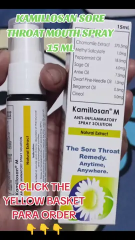KAMILLOSAN SORE THROAT MOUTH SPRAY 15 ML GAMOT SA TONSIL,SINGAW SA LALAMUNAN OR PANGANGATI NG LALAMUNAN KAYA CLICK THE YELLOW BASKET PARA MAKAORDER#kamillosanspray #kamillosanph #sorethroatspray #spray #mouthspray #gamotsasingawsabagang #virall #trendingtiktok #trendingsong #trendingvideo #TRENDING #viralvideo #VIRAL #virltiktok #viraltiktok #viraltiktok #viraltiktok #trending #virall 