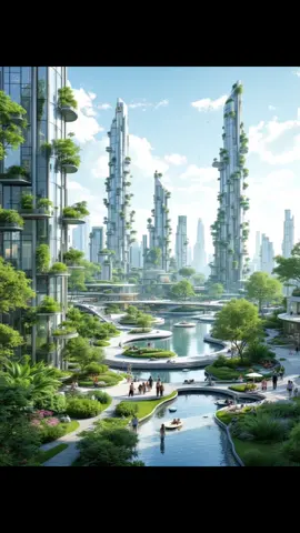 The city of the future,  where nature and architecture exist in harmony. 🌿🏙️✨ Would you live in here? #futurecity #future #greenarchitecture  #aigenerated #aiart 