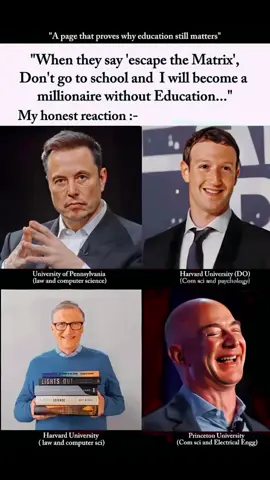 Don't ❌ Stop🫷 Educating 🎓 Yourself listening 👂to Losers  Don't Confine your Dreams to a Small Frame #education #pov #fyp #elonmusk #billgates #markzuckerberg #jeffbezos #harvard #princeton #pennsylvania #1millionviews #viralvideo #foryou #viralshorts #matrix #billionaire #power #knowledge #learning 
