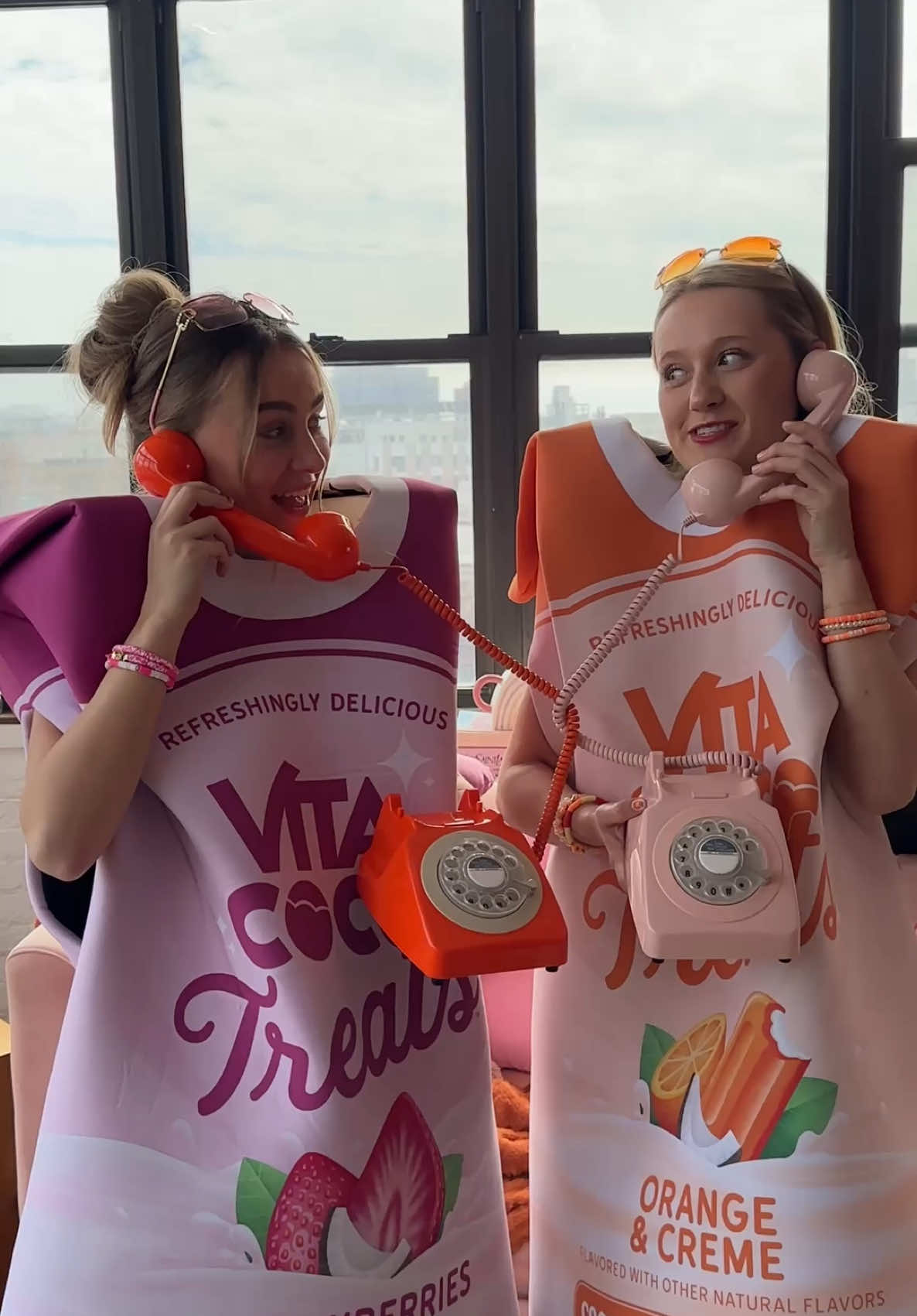 Always a treat to have a sleepover with the bestie 🩷🧡 #vitacoco #vitacocotreats #treatyourself #coconutmilk #strawberriesandcream #orangesandcream #foryoupage #fyp 