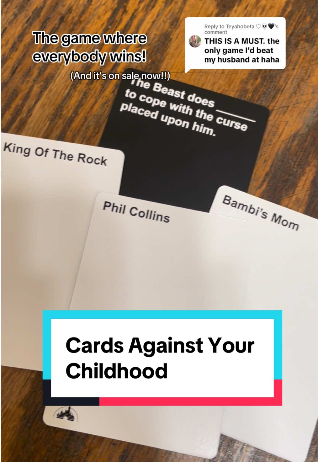 Replying to @Teyabobeta ♡💀🖤 ON SALE NOW! Plus an extra coupon to claim! Now’s your time to get one! It’s so funny, everybody wins cuz everyone laughs and has a good time! 🥰🤣 #cardsagainst #cardsagainstyourchildhood #disney #disneyhumor #thebeast #cards #cardgames #cardsoftiktok #gamesoftiktok #tiktokshopspringglowup #springtok 