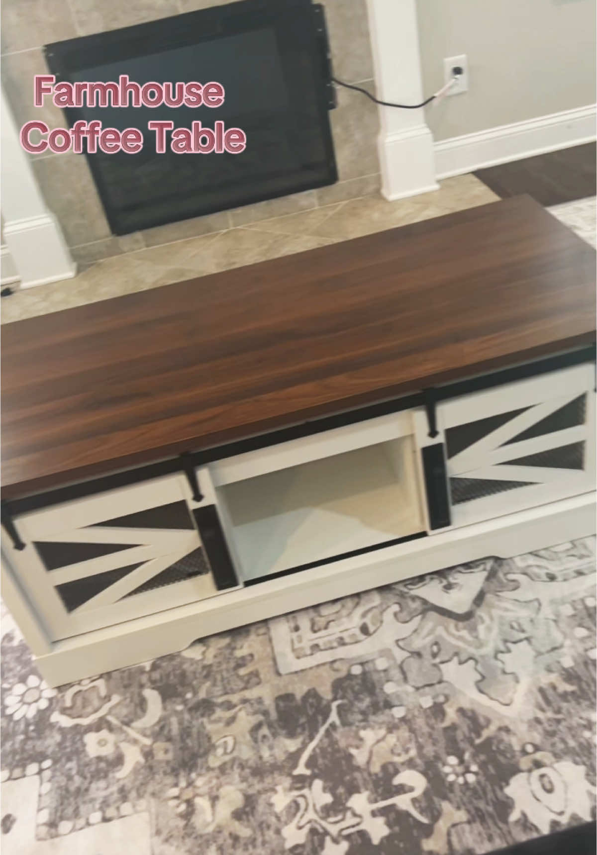Grab this modern farmhouse coffee table top opens and closes has sliding doors on front #farmhousedecor #coffeetable #fypシ #springglowup #fyppppppppppppppppppppppp #fypp 