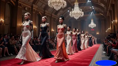 Graceful Elegance Robots Showcasing Evening Gowns of the Future Robots in gowns! 2044 fashion 👇 linktr.ee/vsetakvibes #FutureFashion