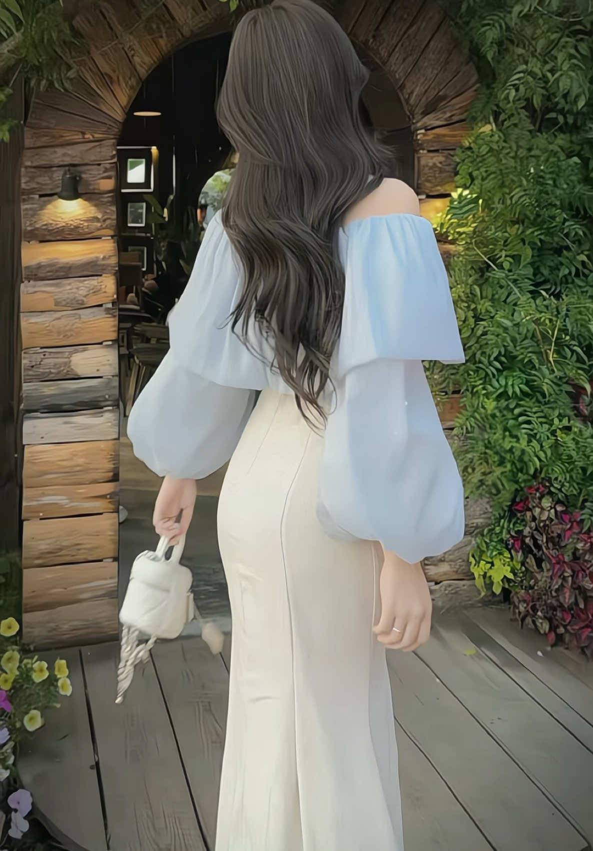 Set bộ áo trễ vai tay dài kèm chân váy đuôi cá #TikTokFashion #Viral #vayxinh #setvayxinh #fypシ 