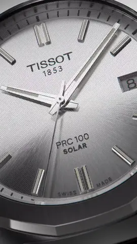 Precise, robust, and classic in both design and performance: The Tissot PRC 100 Solar harnesses the power of light with its pioneering Quartz Solar movement and Lightmaster technology. Just 10 minutes of daylight provides 24 hours of battery life. #Tissot #PRC100Solar #SolarWatch