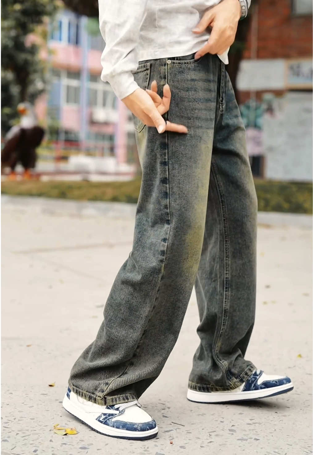 Quần jean nam ống suông rộng baggy wash màu cá tính #quanjean #quanjeannam #quanongrong #viralvideo #xuhuongtiktok #yfp 