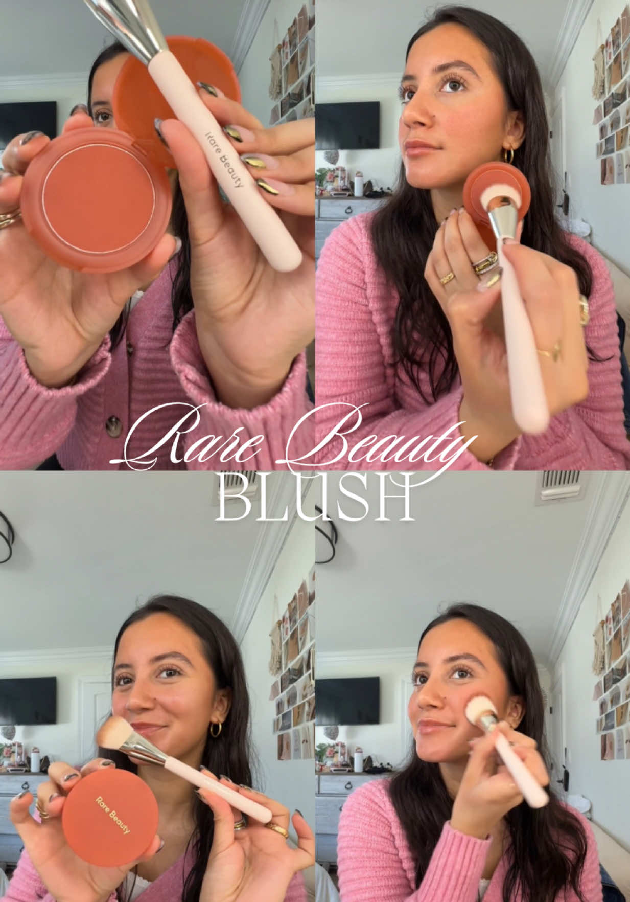 the cutest most natural subtle blush! 💖✨ this shade is perfect for my skin tone & it’s the nicest cream to powder formula! 🤭 @Rare Beauty thank you so much!! <3  #giftedbyrarebeauty #rarebeauty #rarebeautyblush #selenagomez #mattebouncyblush #mediumskintoneblush #naturalblush 