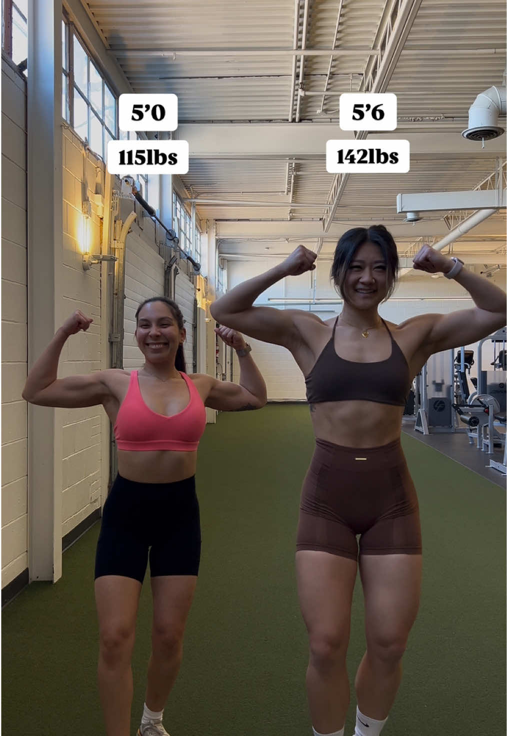 5’0 vs 5’6 Just to give perspective into how height and weight isn’t the by all measurement. This is what 5’0 and 115lbs looks like vs. 5’6 and 142lbs Yes there is just under 30lbs between us but if you didn’t know the stats would you have guessed that about our weight?  This is your sign to take your progress photos and videos in case you aren’t seeing that number on the scale