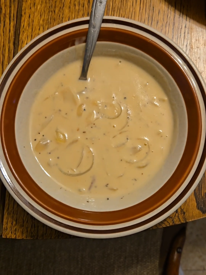 Part 8 of the recipe quest. Brown Onion Soup (1951) 🧅 A man's favorite soup, according to this cookbook. Honestly, it was, my baby daddy approved! The only small complaint was there was no meat. 🙃 This is definitely one recipe to try, and it was super easy.  #foodinspiration #food #Recipe #recipequest #onion #EasyRecipe #quickandeasy #soup #coldday #winter #comfortfood #simplerecipes #fyp #share #cooking #cookingathome #petmilk 