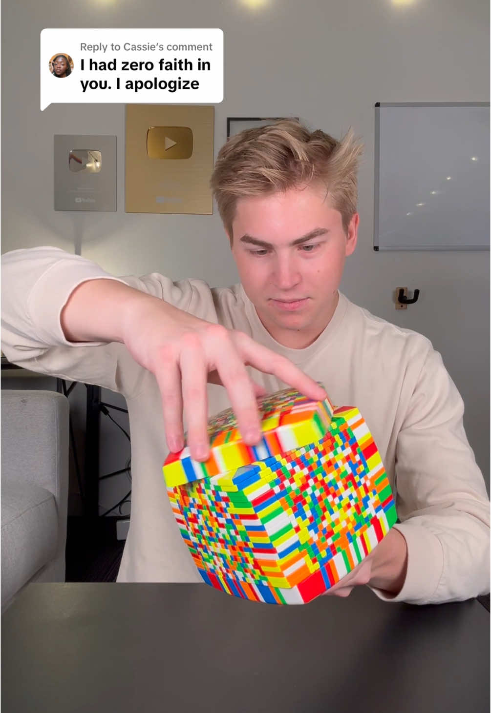Replying to @Cassie I can’t believe I broke this cube😭 #21x21 #speedcubeshop