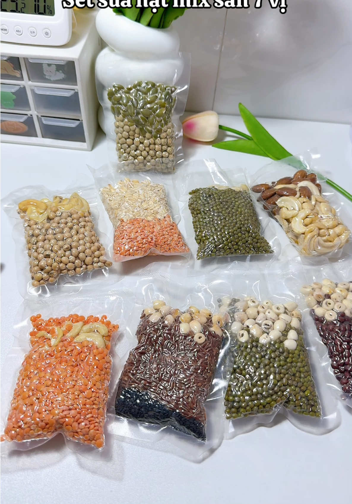 Set sữa hạt mix sẵn 7 vị ❤️ #suahat #suahatdinhduong #setsuahat #drink #ancungtiktok 