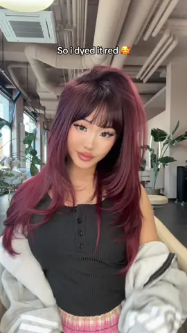 Sorry not sorry 🤷🏻‍♀️ #hair #hairstyle #hairstyleinspo #hairtransition #redhair #cherryhair #asianhair #asiangirl #hushcut #butterflycut #foryou #fyp #viral  @Clesteege 
