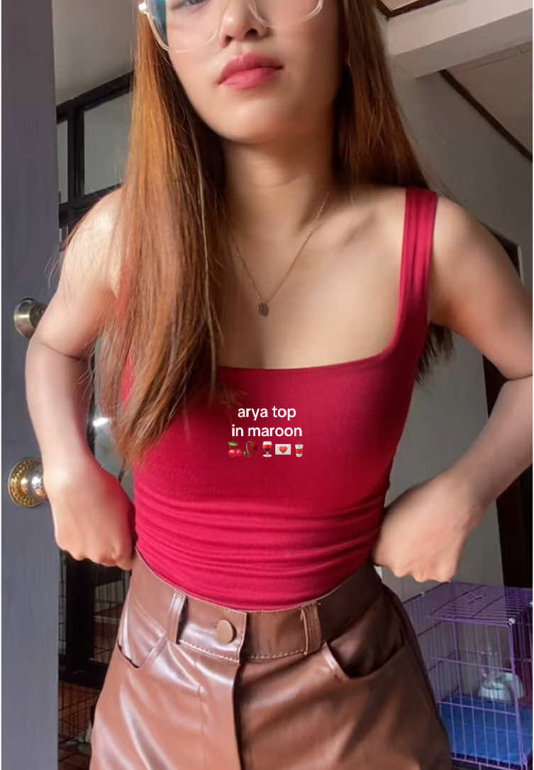 so in love with this arya top from @Shop at Mera 🍒 #aryatop #meratop #maroonoutfit #fitcheck #sexytop 