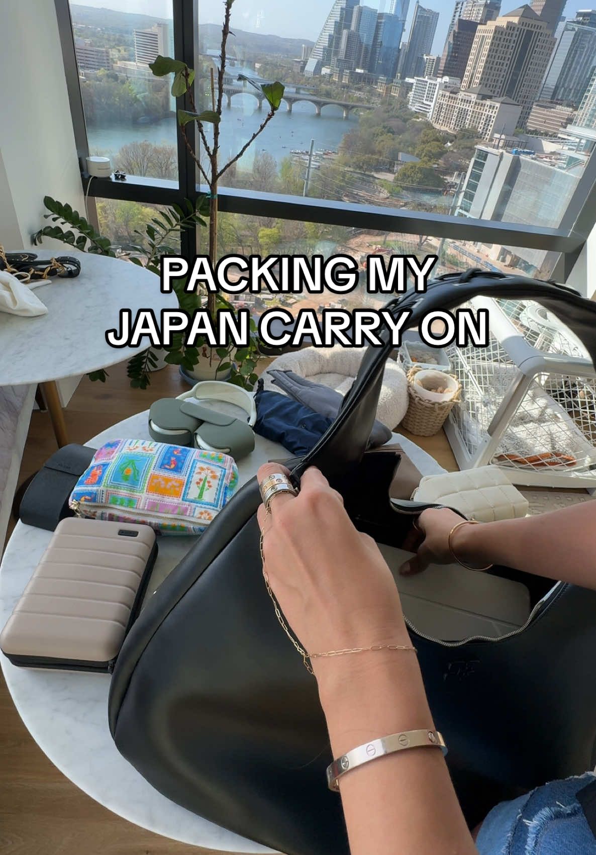 I feel like I could’ve fit so much more too.  #packmytravelbag #packmytravelbagwithme #travelbagscarryon #gannipurse #ganni #gannixxlhobobag #carryonbagrecommendations #carryonbagforwomen #carryonbagjapan #japantraveltiktok #japanpacking #packwithmeasmr #packwithmeforjapan #japantrip2025 #texastotokyo #abroadtravel #luxurybag #luxuryleatherbag 