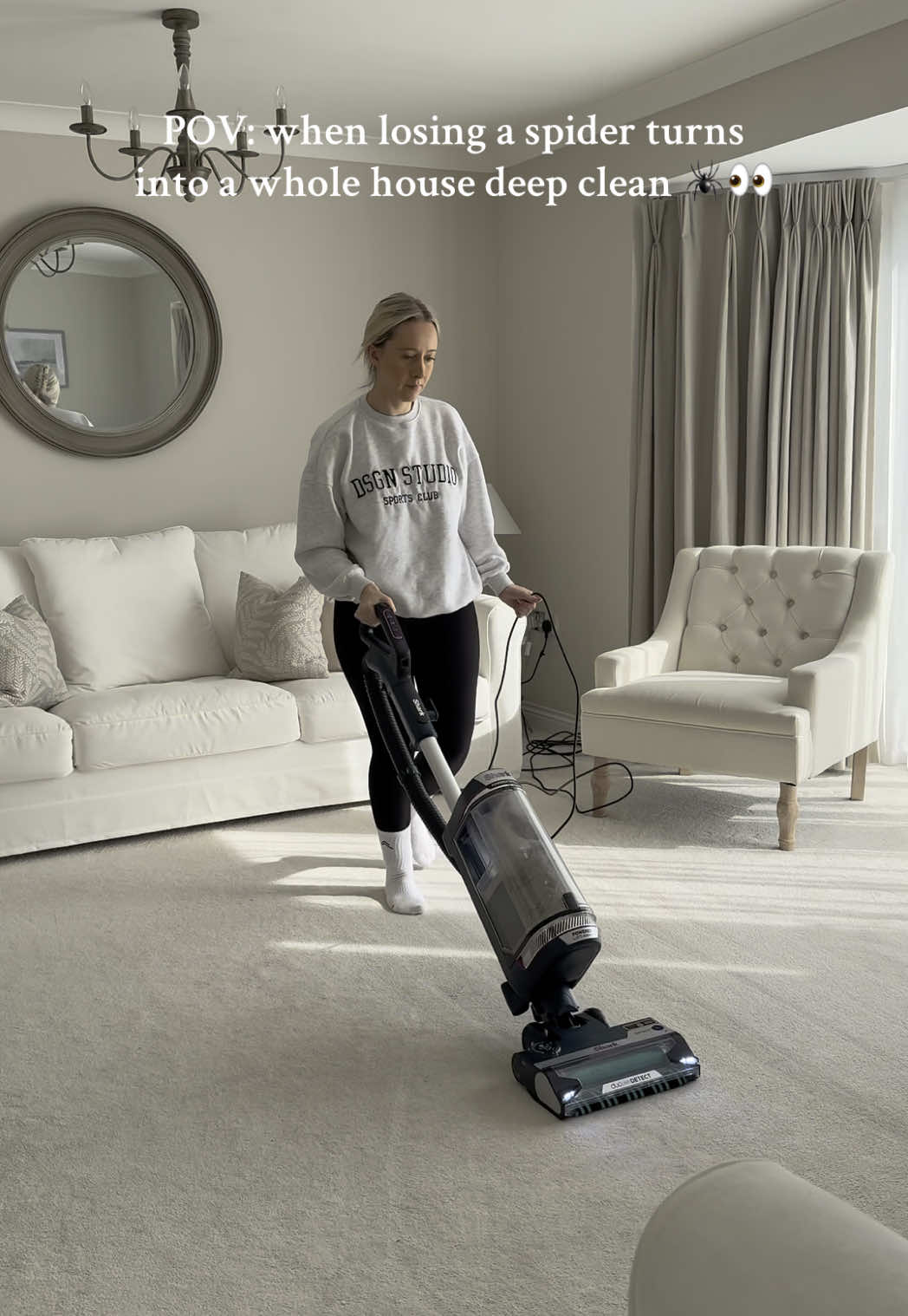 Ad Did you see him? 🕷️Let’s just say I won’t be sleeping for the foreseeable 👀 but at least my whole house is cobweb & dust free now thanks to @sharkhomeuk ! 🙌🏼 I’ve been reviewing the new Shark Power Detect corded vacuum and can honestly say it is hands down the most powerful vacuum I’ve ever tried! I could not believe what was in the cylinder!  I’ve had it for a couple of weeks now and my favourite features so far are: ✨ Super long cord & HUGE cylinder (with powered lift-away) - easy to use around the house and less emptying needed ✨ It cleans in both forward & reverse for a faster, more efficient clean thanks to DirectionDetect  ✨ It senses embedded dirt & boosts cleaning power to 2x ✨ It senses corners & edges & increases suction up to 2x ✨ It senses floor type & adjusts brush-roll speed & suction ✨ It’s ultra powerful with its 2 brush-roll system to grip & capture all hair types & has anti hair wrap technology ✨ It guards against bad odours in your vacuum to help freshen your home and captures 99.9% of dust allergens ✨ It comes with multiple attachments - crevice tool, multi surface tool and pet power brush  Overall, it’s a 10/10 from me! Highly recommend!  #PowerDetect #SharkHome #CleanTok #cleantok101 #cleantokuk #deepcleaning #cleaningtips #cleaningmotivation #instaclean 