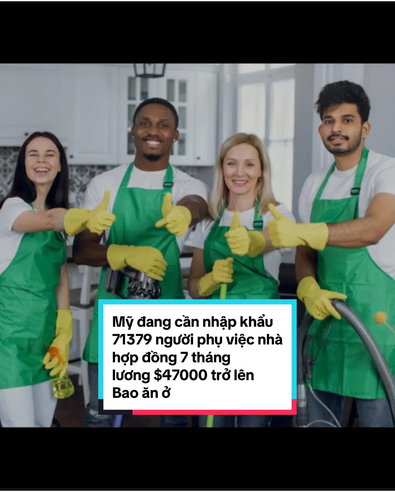 Mỹ đang cần nhập khẩu 71379 người phụ việc nhà, hợp đồng 7 tháng, lương $47000 trở lên, bao ăn ở và chi phí xin visa 