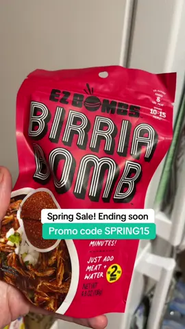 Ez bombs birria bomb 2 packs on sale. Use SPRING15 at checkout #ezbomb #birria #birriatacos #birriabombs  #springsale 