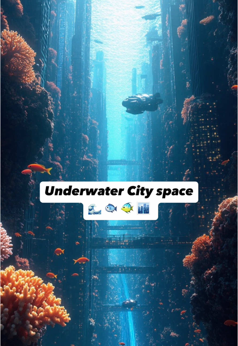 🌊✨ Welcome to the Underwater Cityscape ✨🌊 Dive deep into the heart of the ocean, where a glowing metropolis thrives beneath the waves. Bioluminescent buildings, schools of shimmering fish, and submarines racing through the streets—this is where the future meets the deep blue. 🌍🐠 The secrets of the ocean are no longer hidden. They’re illuminated. 🌟 Would you live beneath the waves? 💫 #UnderwaterCity #OceanMetropolis #DeepSeaDreams #FuturisticWorld #OceanLife #SciFiVibes #SubmergedCities #BioluminescentBeauty #AquaticAdventure #TechMeetsOcean #ExplorationInStyle #DeepDive #BluePlanet