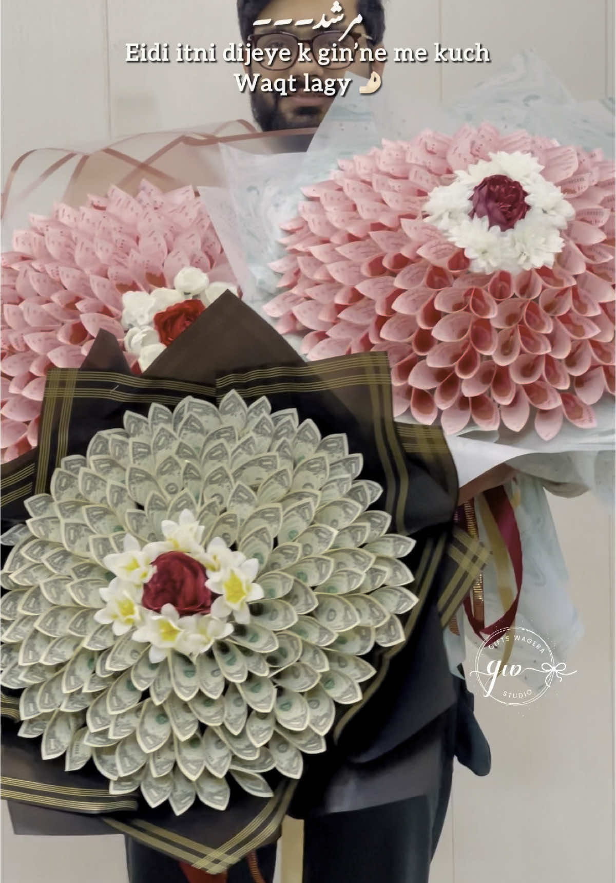 Murshad… hmari eidi tayar karli?  Have you Booked these beautiful money bouquet for your wife/fiance?  If not, head over to our whatsapp for orders 📞 03002029303 We are closing the bookings soon. #moneybouquet #cashbouquet #eidi #eidcollection2025 #eidforwife #uniquegifts #eidmubarak #gujranwala #giftswagera #giftshop #bouquet 