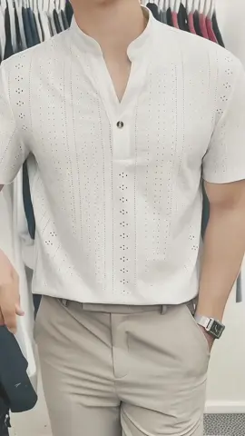 Kinwoo T555 ModaGents Men Summer Casual Hollow Embroidered Woven Short Sleeve Polo Shirt For Men. #hollowembroidery #wovenpolos #kinwoot555 #poloshirt #corporatepoloshirt #formalattireformen #summerpolooutfit 