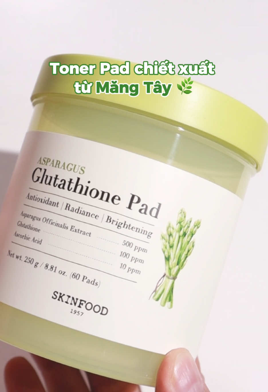 Cho da mukbang măng tây 😋 #Kbeauty #skinfoodVN #glow #goclamdep #tonerpad #skinfood @skinfood_global 