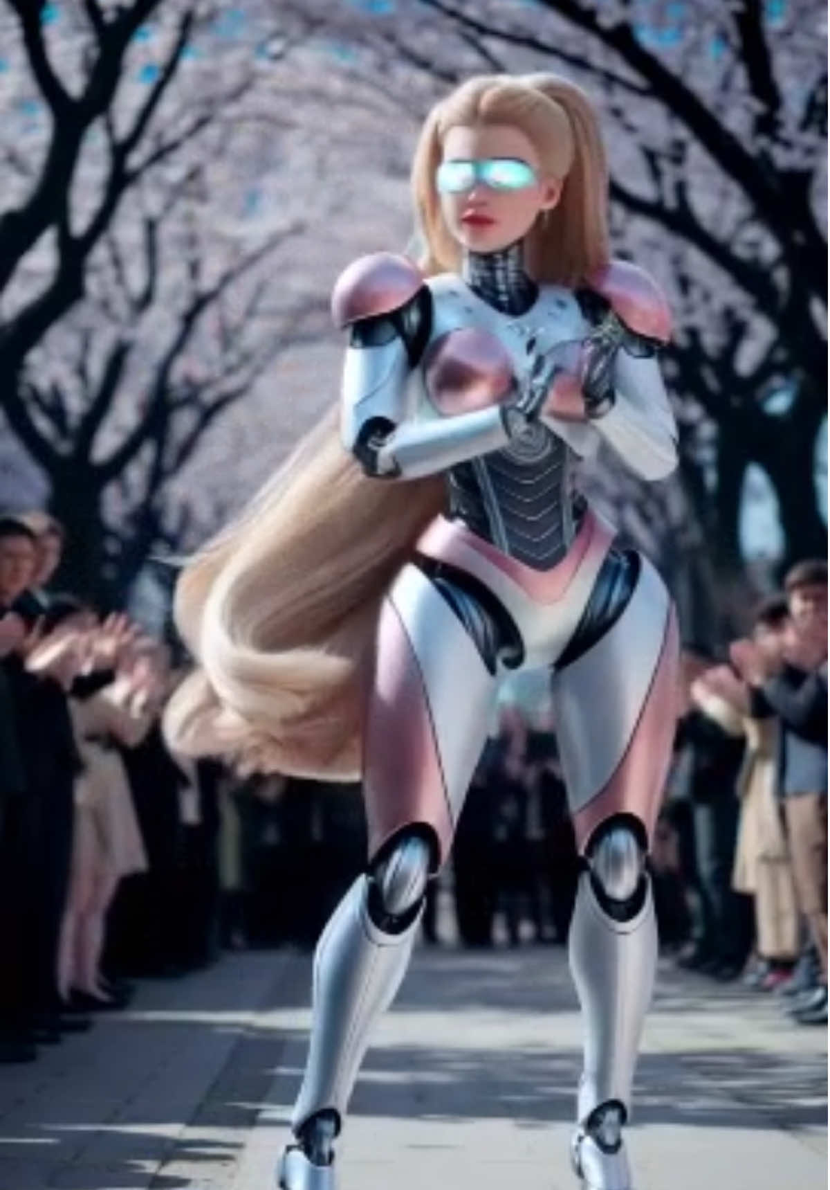 Humanoid robot showcases her talent under a cherry blossom as Elon musk and the crowd cheers her up @SeaArt.AI_Official #elonmusk #robot #robots #teslamodel3 #seaart #aiart #aivideo #dance #dancinggirl #dancingqueen 