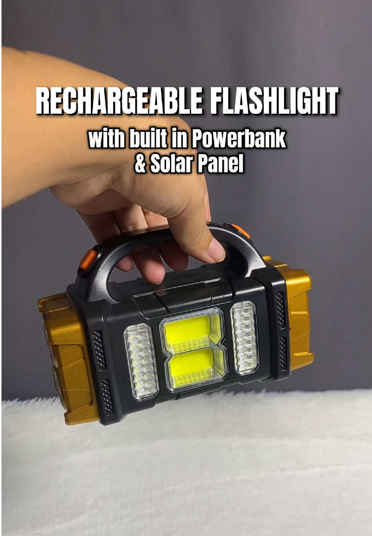 Gamit na gamit lalo na pag biglaang brownout 👍🏼  #rechargeableflashlight #solarpanel #flashlightwithpowerbank #powerbank #flashlight 