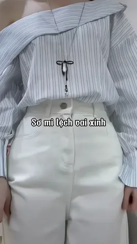 Áo sơ mi trễ vai xinh #reviewquanao #review #aosomi #aosomitrevai #outfit #thoitrang #phoidoxinh #xuhuong 