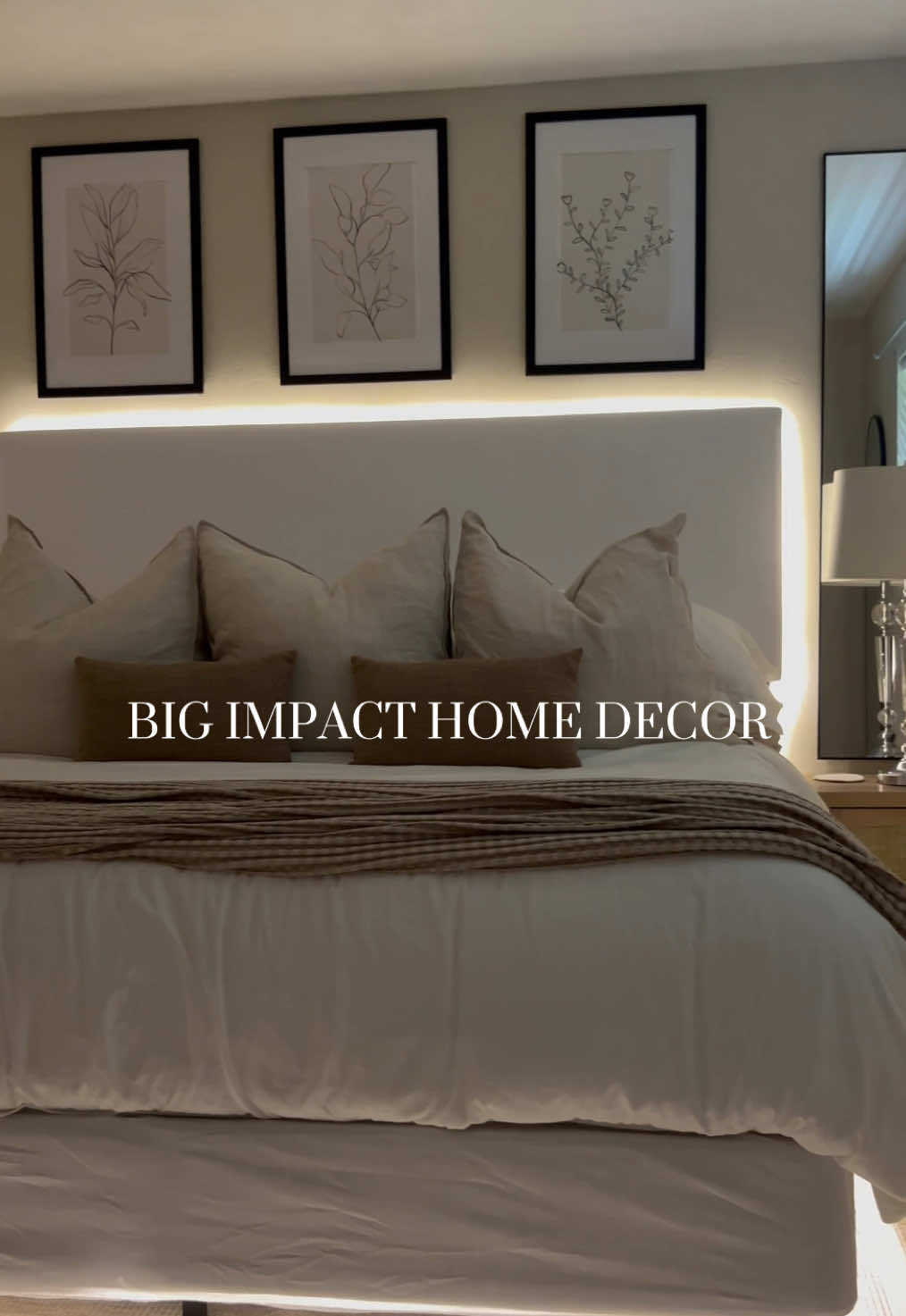 One of my favorite low effort big impact hacks is using led strip lights to iluminate your bedframe. This completely elevates the look of your bedroom making it look like a luxury and cozy hotel room. ✨🤎 #homedecor #homedesign #Home #homedecoration #homedecorating #homedecorideas #homestyle #homeinspiration #homeinspo #modernhome #moderndecor #modernhomedecor #modernhomedesign #neutralhome #neutralhomedecor #neutralhomedesign #neutralhomeinspo #neutraldecor #neutrals #neutral #beigeaesthetic #Temply 