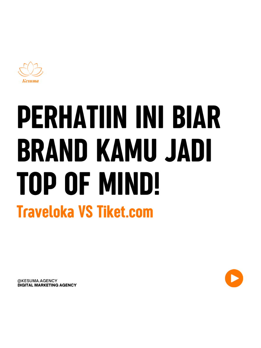 Kenapa Branding Harus Sesuai Target Market?  Makin relevan branding kamu sama audiens, makin percaya juga mereka sama bradn kamu! Brand yang paham siapa target pasarnya bakal lebih gampang diinget dan jadi top of mind. Contohnya: Traveloka → Cocok buat anak muda yang suka fleksibel dan nyari promo Tiket.com → Lebih nyaman buat keluarga yang butuh layanan lengkap Pengen branding kamu jadi top of mind? Coba sesuain strategi kamu sekarang deh! Follow @kesuma.agency biar tau cara bikin brand jadi top of mind  #Branding #DigitalMarketing #BrandStrategy #TargetMarket #MarketingTips
