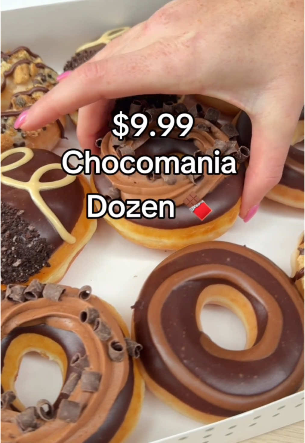 Our prices are melting for this melt in your mouth collection.🤤🍫 Score a $9.99 Chocomania dozen, NOW thru 3/26!  Offer available 3/24 to 3/26 at participating U.S. Krispy Kreme shops only and is subject to product availability. See full terms at krispykreme.com/promos/chocomani #chocolate #chocomania #FoodTok #krispykreme #doughnuts 