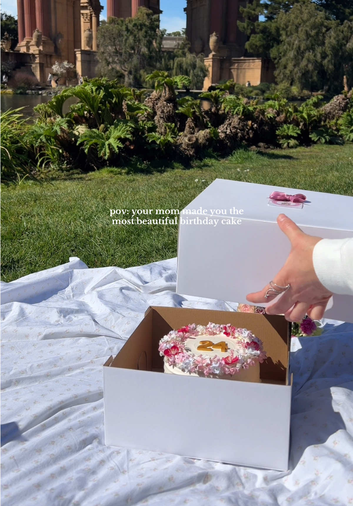 my sweet & talented mom 🥹 @Ale’s Cakes | Custom Desserts #birthdaypicnic #birthdaycake #aestheticcake #floralcake #vintagecake #pinterestcake 