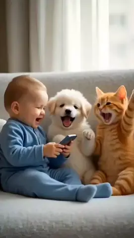 Cute Baby Laughing With Cat and Puppy #cutecat  #cutebaby  #cutepuppy  #petlovers  #babylaugh  #babytiktok  #catlaughing  #fyp  #ai  #foryoupage❤️❤️  #ParsaKidsShow 