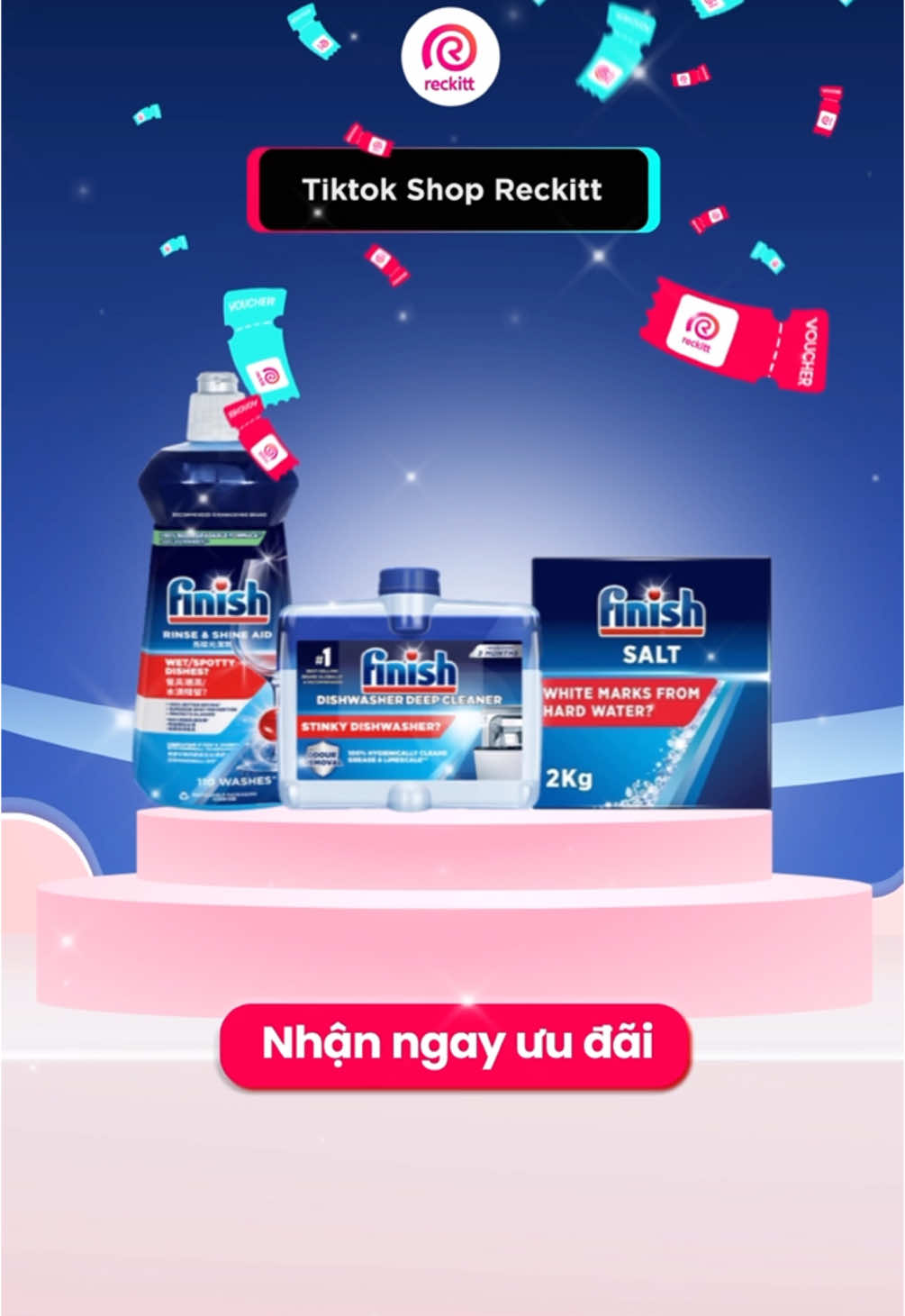Ly, tách bám vệt trắng? Đã có Muối rửa chén Finish giải quyết giúp bạn.  #Finish #Muoiruachen #Reckitt #vesinhnhacua 