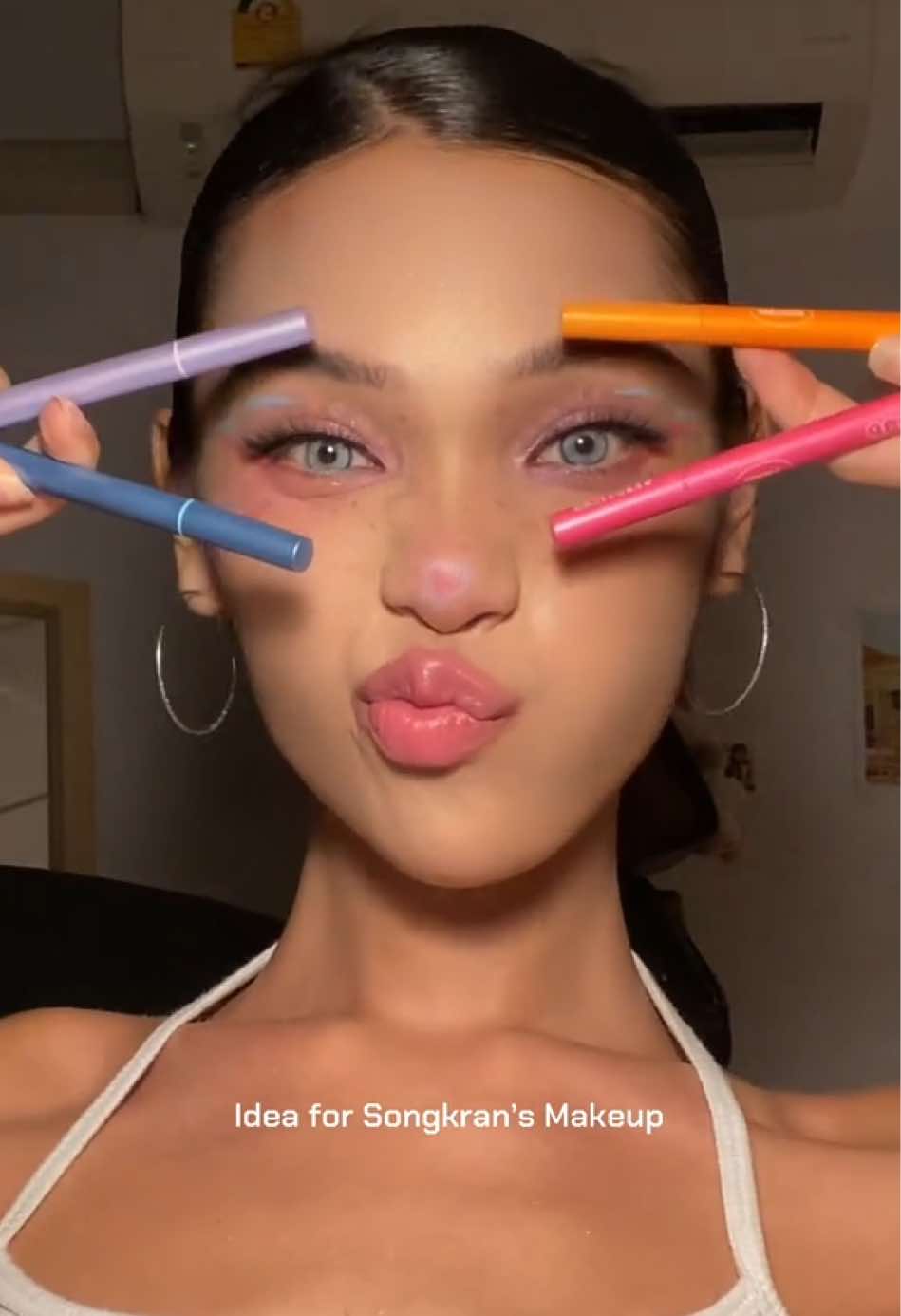 Songkran’s makeup idea!💖#nonsarut #makeup #songkran #beautilab #Eyeliner 