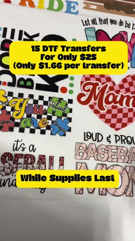 Just getting started I need to add a few variety pieces to your own collection? Transfers for $1.66 are the way to go! Link in bio! #SmallBusiness #dtfprinting #dtftransfers #customapparel #learn2design #thanks2blanks 