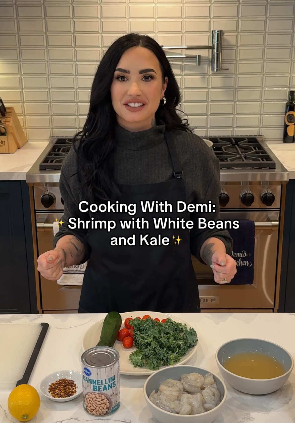 Shrimp and all seafood have always intimidated me in the kitchen, but on ✨Cooking with Demi✨ we are all about leaning in to a challenge. This one pan Shrimp with White Beans and Kale recipe made it so easy and I couldn’t believe how delicious it was 🩵 @Bella #bellapartner  INGREDIENTS 1 small zucchini 1 whole lemon, zest and juice 1 tbsp olive oil 1/2 pound shrimp 10 cherry tomatoes 15 oz cannellini beans 1 cup low-sodium chicken broth 1 cup chopped kale Salt and pepper to taste Red pepper flakes (optional)