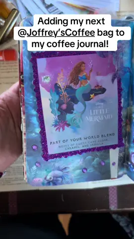 We loved this Little Mermaid blend!!! @Joffrey’s Coffee your bags are so cute, I have to journal them! #littlemermaid #underthesea #ephemera #junkjournal #journal #scrapbook #upcycle #coffee #mixedmedia #artjournal 