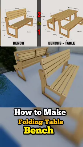 how to make a folding bench n also Dining table , 2 in one step by step  #carpenter #tricks #tips #facts #tutorial #wood 