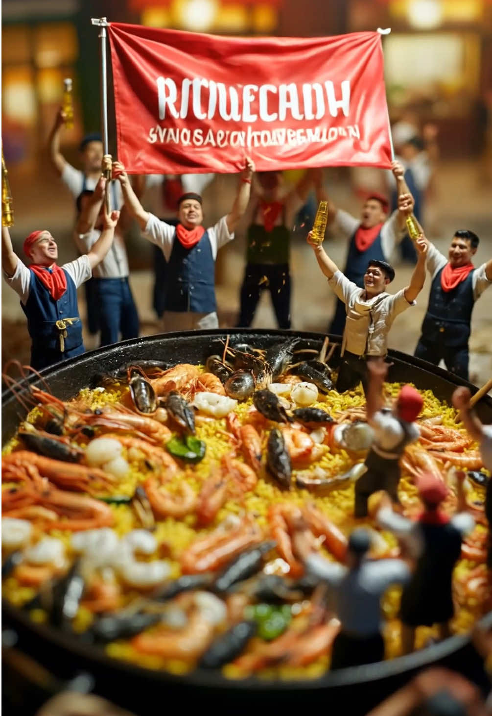【飯テロ】ミニチュア作業員パエリアを作る#Ai #miniature #aiart 