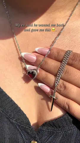 What do I do? 😔#couplesnecklace #heartsword #heartandswordnecklace #giftforher #lanadelrey