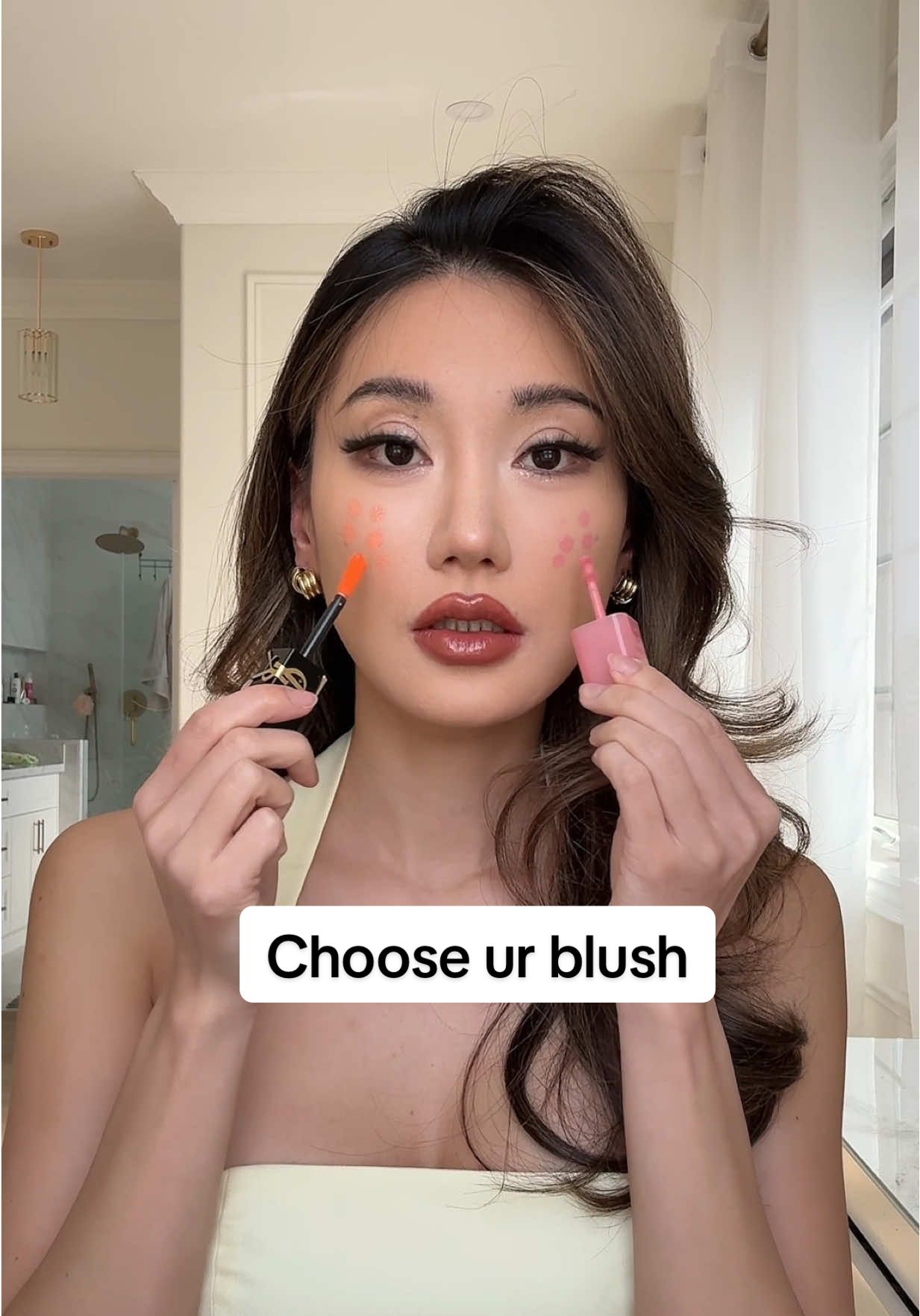 Helllppp coral or pink? 😭 #girls #blush #makeup #fyppp 