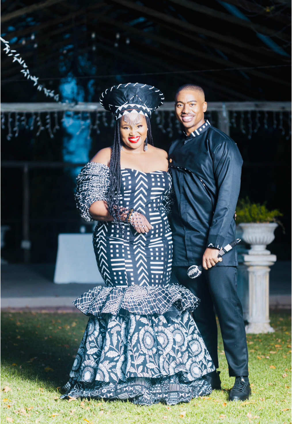 A celebration of two becoming one 🥰🤗🤍🖤🤍🖤 For all your wedding celebration outfits contact us on: 📱078 220 4650 📧orders@stitchedbyinga.co.za #africanweddings #traditionalwear #SAMA28 #tiktokviral #fyp #tailormade 